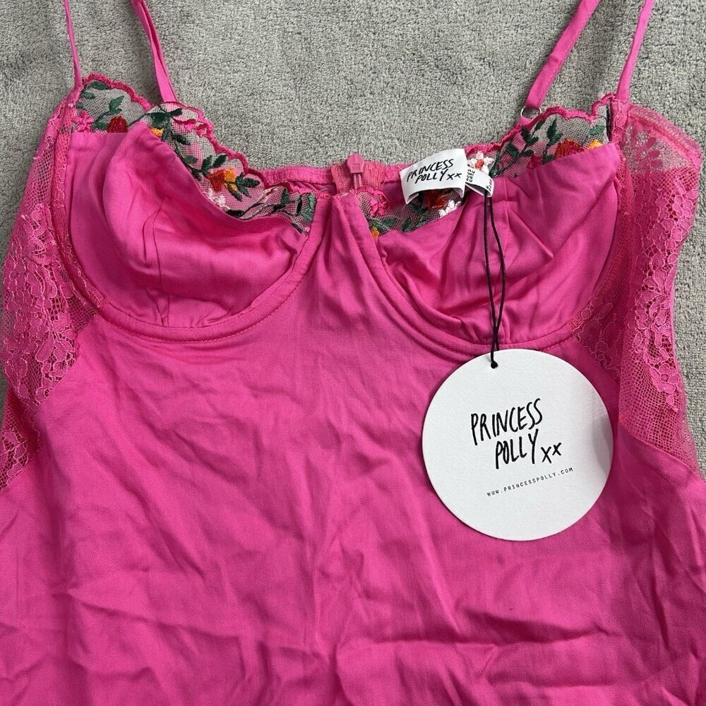 Princess Polly Dress Womens 4 Floreto Mini Pink Floral Lace Thin Strap Summer - Picture 9 of 14